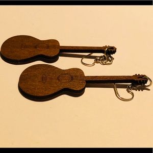 Detailed Wooden Guitar Earrings by Leanin’ Tree